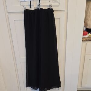Alex Evenings Black Straight Leg Pants With Sheer Overlay